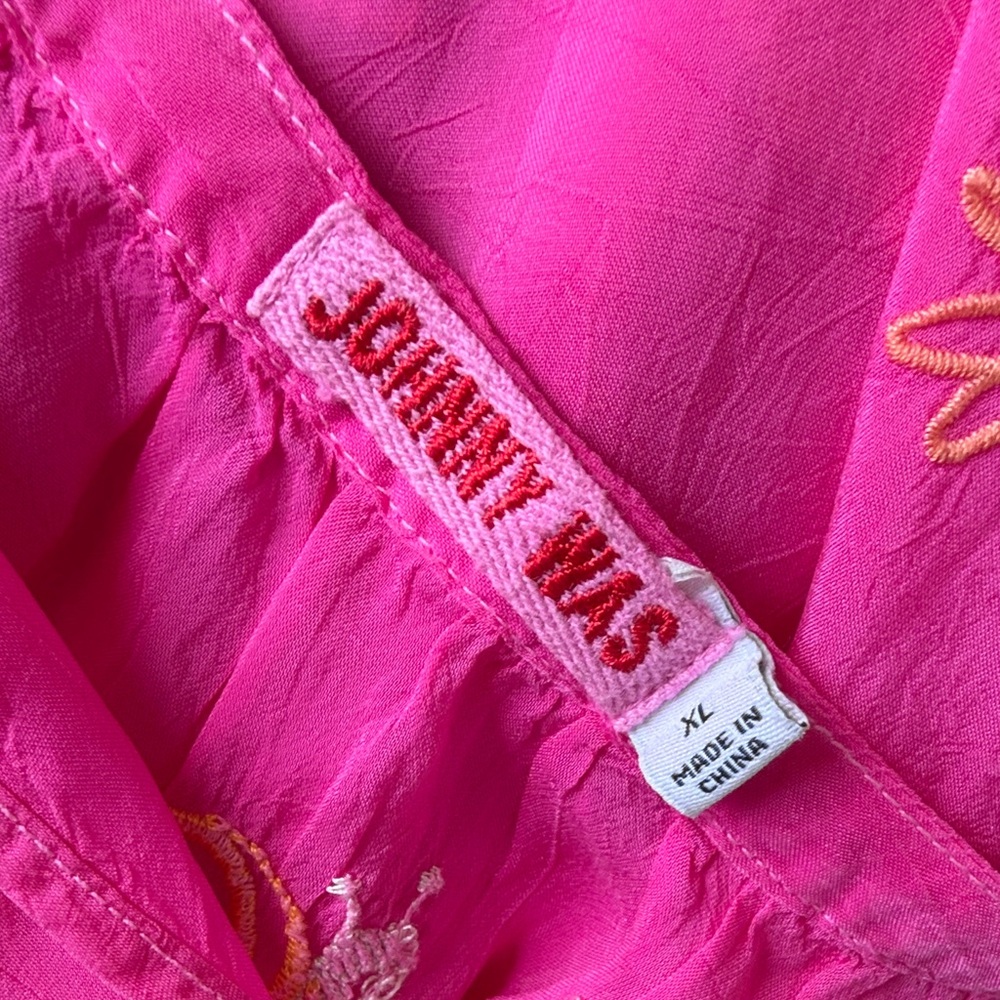 Johnny Was Vibrant Pink Embroidered Boho Tunic - Picture 6 of 8